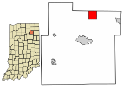 Location of Tri-Lakes in Whitley County, Indiana.