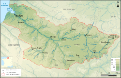 carte des affluents du fleuve Somme dans son bassin versant en Picardie.