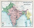 1909 Prevailing Religions, mappa dell'impero britannico in India nel 1909, che mostra le maggioranze religiose sulla base del censimento del 1901
