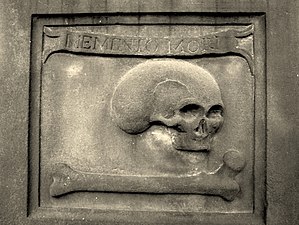 Memento mori. Inskripsie op 'n grafsteen (1746). Edinburgh. St. Cuthbert's Churchyard.