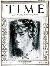 The cover of Time magazine featuring a depiction of Lou Henry Hoover