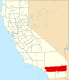 Harta statului California indicând comitatul Riverside