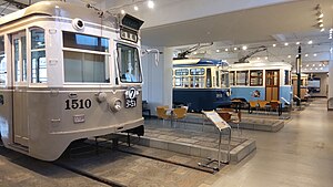横浜市電保存館に展示されている車両（2023年1月30日撮影）