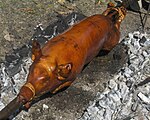 Cebu Lechon is one of the two types of lechon in the Philippines. It is served primarily around the Metro Cebu Area, particularly Talisay City, but is served throughout the island and other parts of the Visayas.[89]