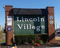 Sign and gateway into Lincoln Village