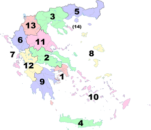 Карта периферий Греции