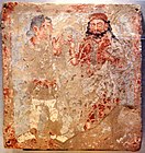 Kushan worshipper with Zeus/Serapis/Ohrmazd, Bactria, 3rd century AD.[102]