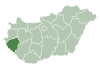 Map of Hungary highlighting Zala County