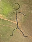 A stick figure at the prehistoric Leo Petroglyph in the United States.