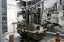Gray furnace in museum