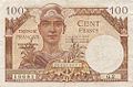 Bancnotă cu valoarea nominală de 100 de franci francezi, tip 1945 (revers)