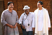 Ramachandra Babu with Mammootty and Saiju Kurup who did their debut films with him.