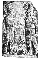 紀元前69-31年 ゾロアスター教の光明神ミスラ(右)
