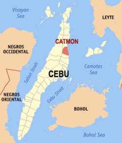 Mapa de Cebu con Catmon resaltado