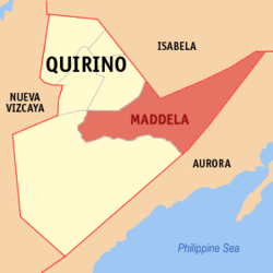 Mapa de Quirino con Maddela resaltado