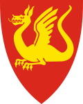 Stjørdals kommunevåpen. Motivet er hentet fra det gamle Stiordølafylkis segl fra 1344,.