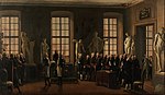 Gustav IV Adolf besöker Konstakademien i dess hus den 26 januari (Gustav III:s födelsedag) 1797. Målning av Pehr Hilleström.