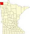 State map highlighting Kittson County