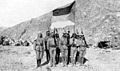 Image 12Soldiers in the Arab Army during the Arab Revolt of 1916–1918, carrying the Flag of the Arab Revolt and pictured in the Arabian Desert. (from History of Saudi Arabia)