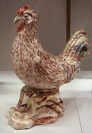 Cock, soft-paste porcelain, Villeroy-Mennecy, c. 1750