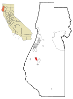 Location in Humboldt County and the state of کیلی فورنیا