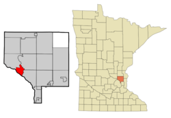 Location of the city of Anoka within Anoka County, Minnesota