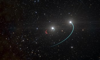 تصويرٌ افتراضيٌّ لِمدارات النظام ثُلاثي النُجُوم HR 6819 الواقع في الزاوية الجنوبيَّة الغربيَّة من كوكبة المرقب