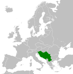 Harta e Evropës në vitin 1930, që tregon Mbretërinë e Jugosllavisë të theksuar me të gjelbër