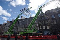 Lighting rigs in Edinburgh on the set of Infinity War in April 2017