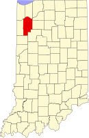 Map of Indiana highlighting Jasper County