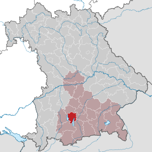 Beliggenheden af Landkreis Starnberg i Bayern (klikbart kort)