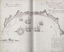 Old map showing a Mauritian bay, with a D indicating where dodos were found