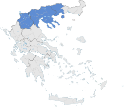 Makedonija (plavom bojom) u Grčkoj