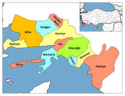 Location of Datça within Turkey.