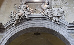 Svatá Tekla se lvem a Svatá Apolena s medvědem?, křesťanské panny a mučednice, sochař Antonio Raggi