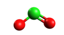 Modello 3D a sfere di uno ione clorito (ClO2−)