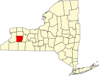 Map of Njujork highlighting Wyoming County