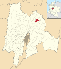 Location o the municipality an toun inside Cundinamarca Depairtment o Colombie