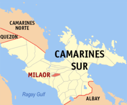 Mapa ning Camarines Sur ampong Milaor ilage