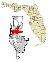Vị trí ở quận Pinellas và bang Florida