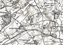 Old 1899 map showing the parish and surrounding villages. The map is shaded to give an impression of topography