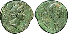 12 nummia coin with the effigy of Mithridates II of the Bosporan