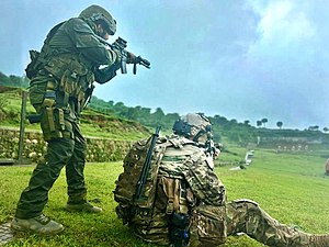 Indian Para SF (in Ranger Green uniform) and US Army Special Forces during exercise Vajra Prahar, 2022