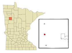 Location of the city of Mahnomen within Mahnomen County, Minnesota