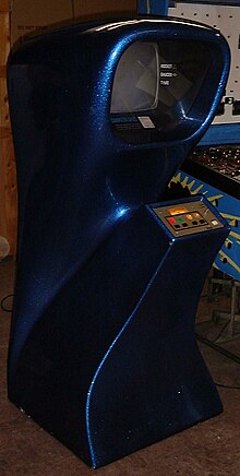 Blue arcade cabinet