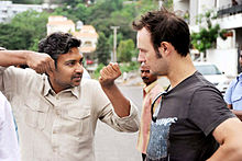 Rajamouli explaining a sequence to Draper
