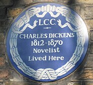 London County Council plaque at 48 Doughty Street, Holborn, commemorating Charles Dickens (erected 1903)