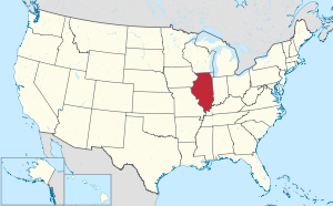 Map of the United States with الينوائي Illinois highlighted