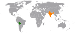 Map indicating locations of Bolivia and India