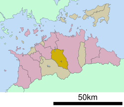 Lokasi Ayagawa di Prefektur Kagawa